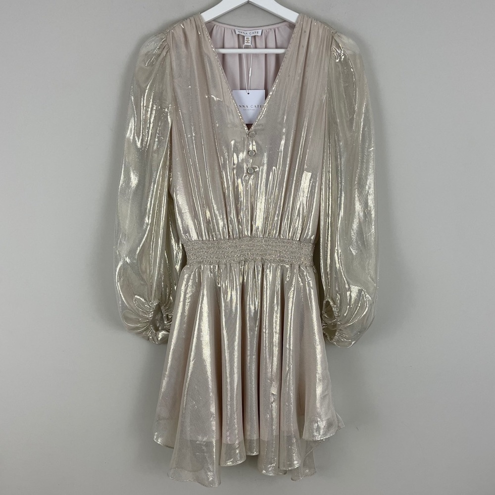 Anna Cate Caelynn Gold Lamé Mini Dress